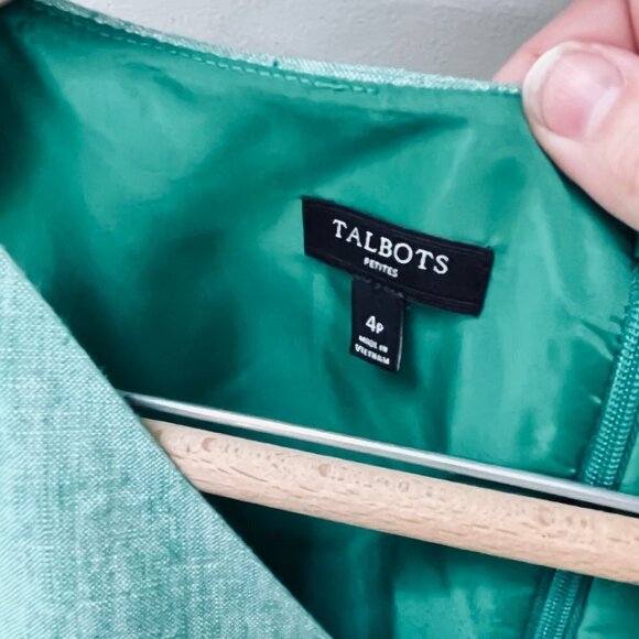 Talbots Green Linen Sheath Dress- Size 4P - Picture 3 of 5